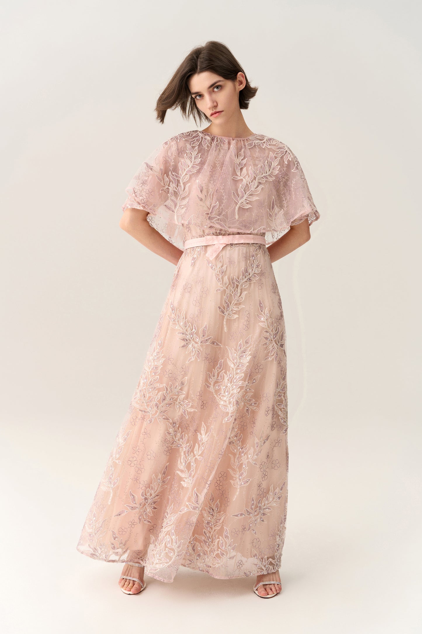 Sequin & Embroidery Mesh Cape