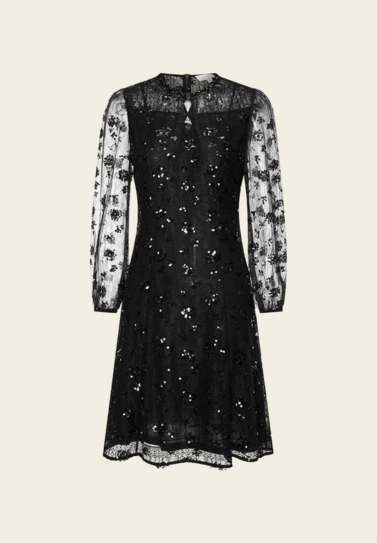 Lace Sequin Embellished Party Dress