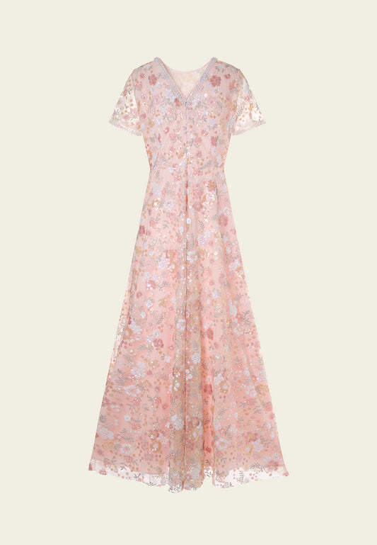 Floral-detail Embellished Maxi Dress