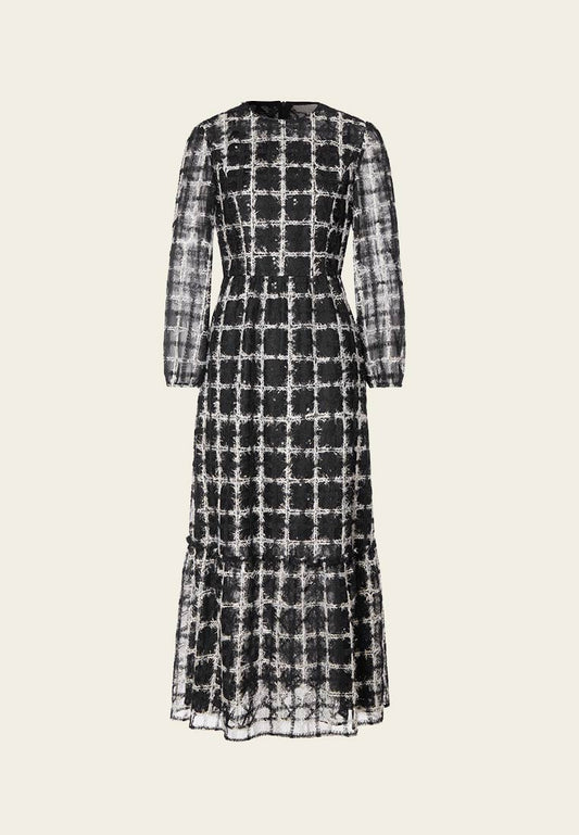 Black Lurex Mesh Maxi Dress
