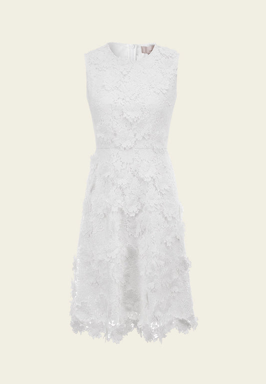 White Lace Sleeveless Midi Dress