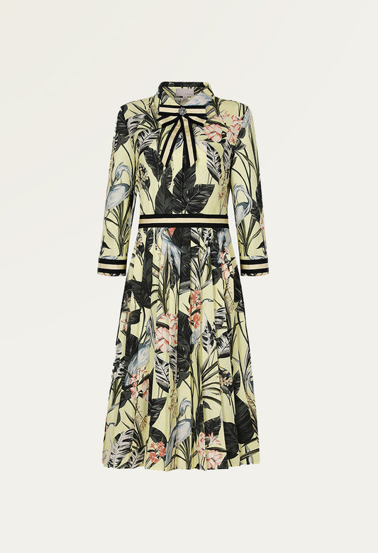 Retro tie collar chiffon dress