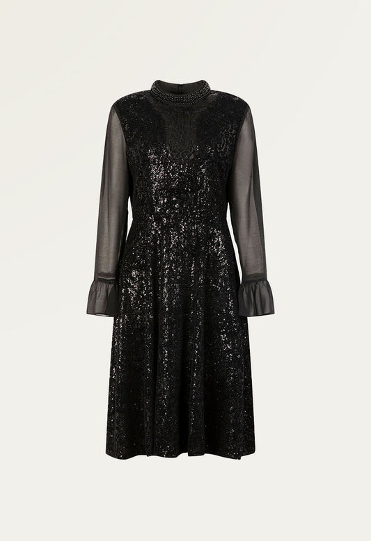 See-through velvet evening dress
